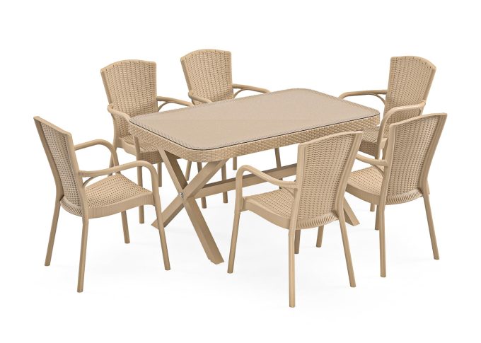 Osaka 90x150 X Dış Cam Royal Masa Takımı